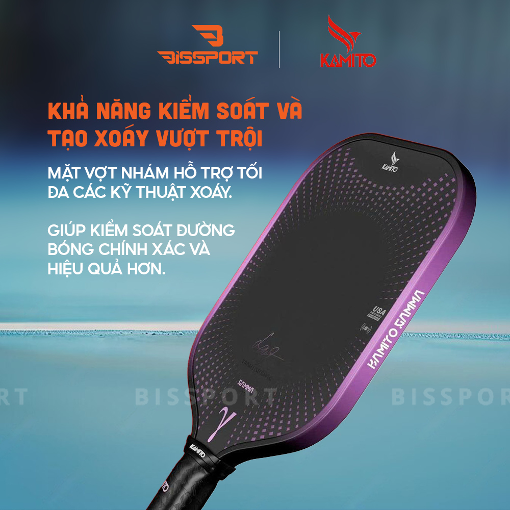 Vợt Pickleball Kamito Gamma 16mm Chính Hãng - Nhẹ Tay - Kiểm Soát